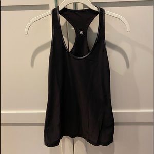 Lululemon black tank with colorful stitching